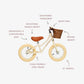 Children's bicycle with features labeled on a white background