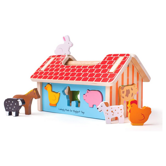 Bigjigs Wooden Farmhouse Shape Sorter Toy