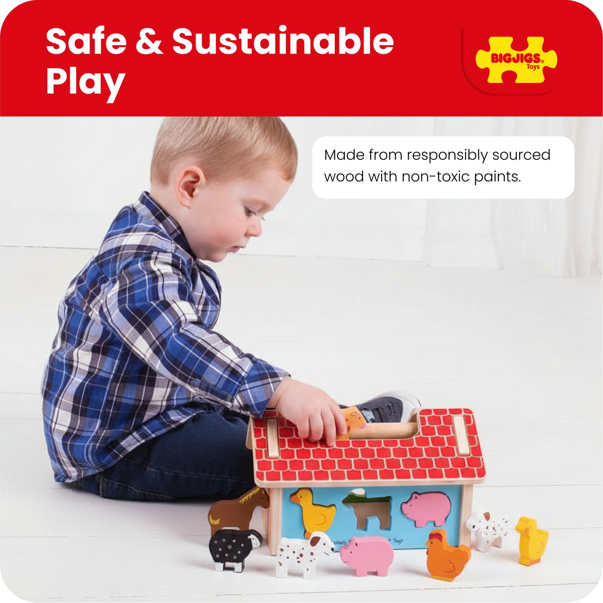 Bigjigs Wooden Farmhouse Shape Sorter Toy