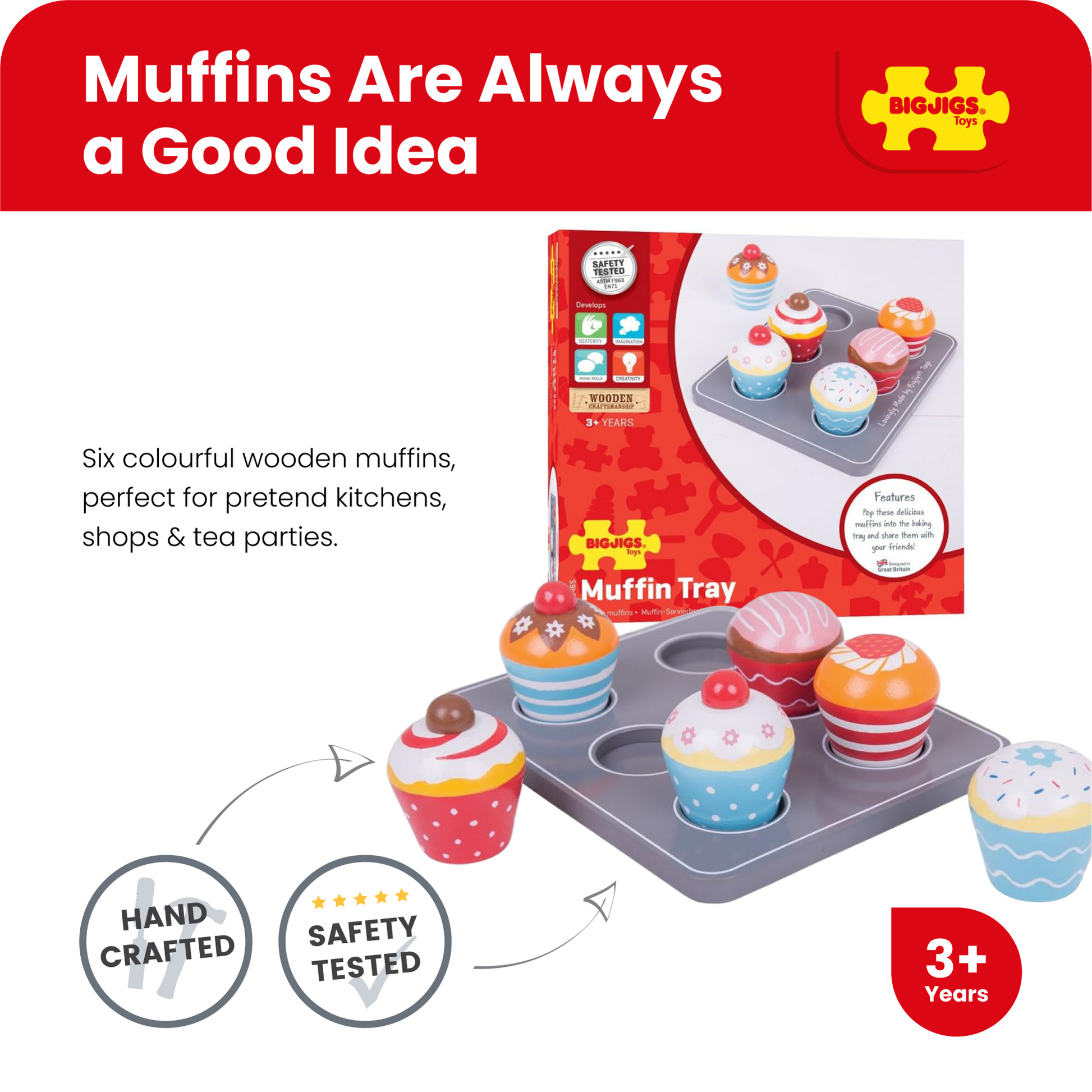 Bigjigs Wooden Toy Muffin Tray