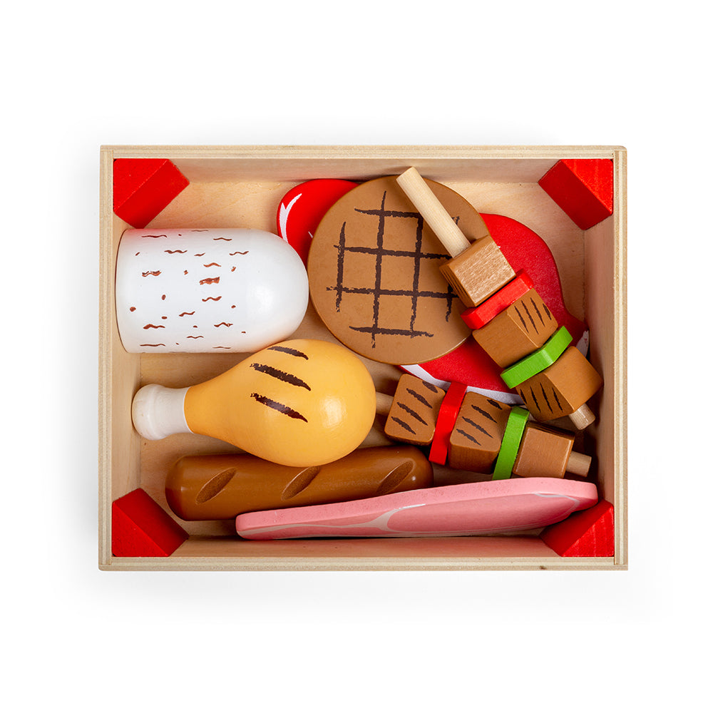 Bigjigs Wooden Meat & Fish Crate Playset