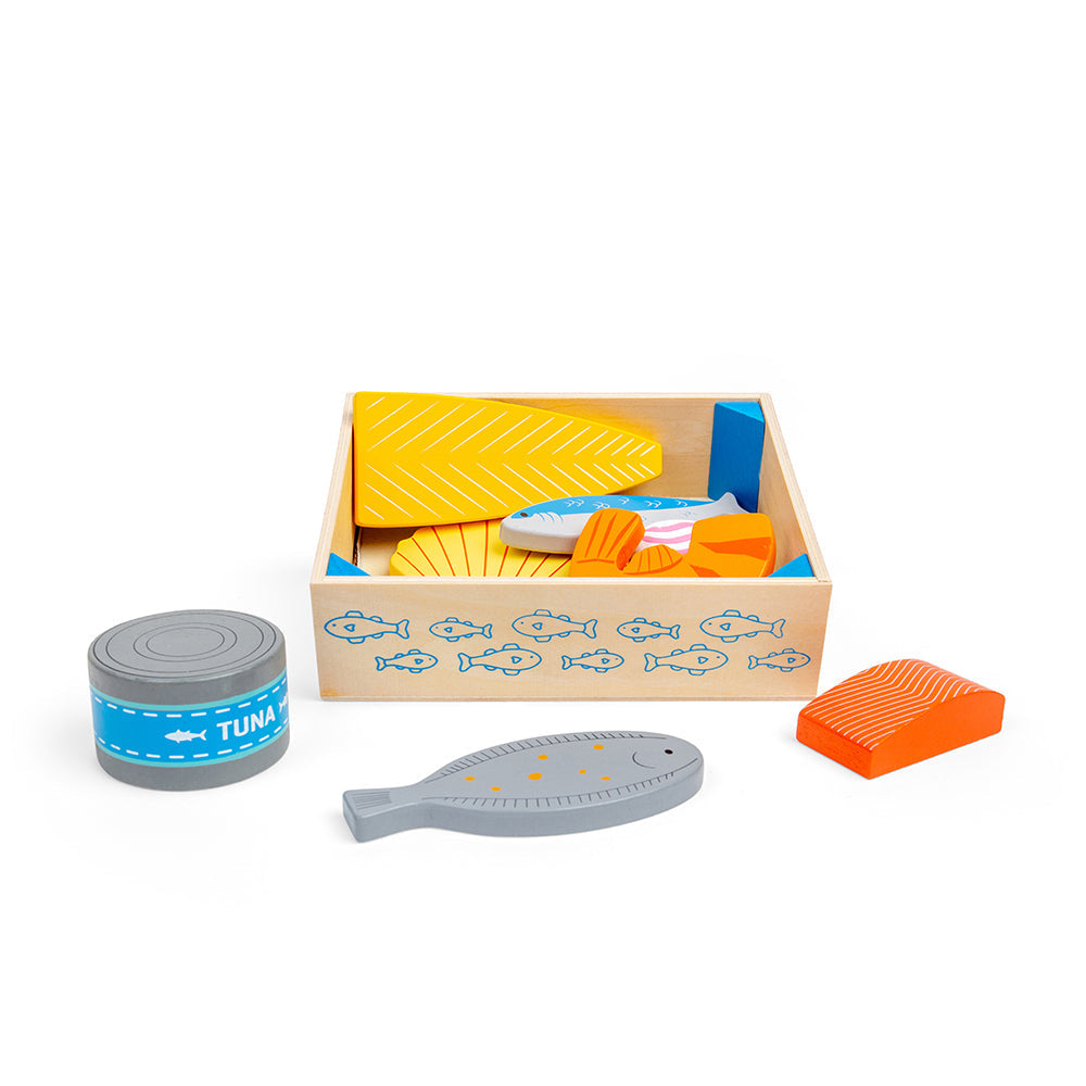 Bigjigs Wooden Meat & Fish Crate Playset