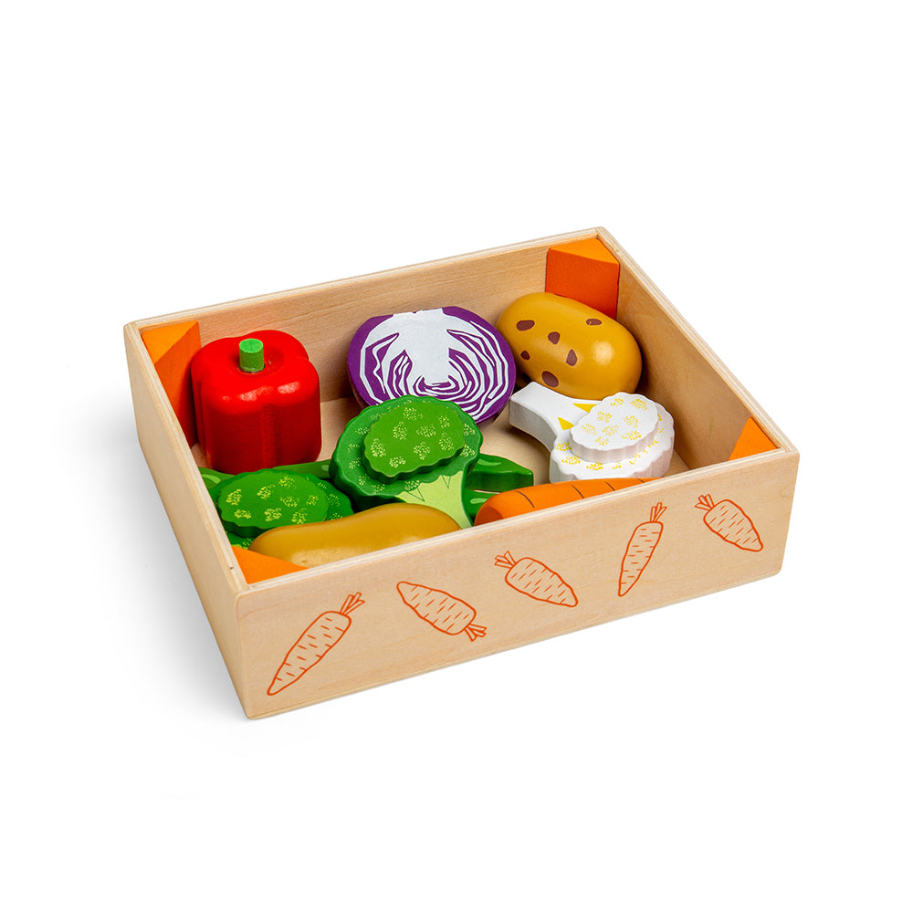 Bigjigs Wooden Fruit & Veg Crate Playset