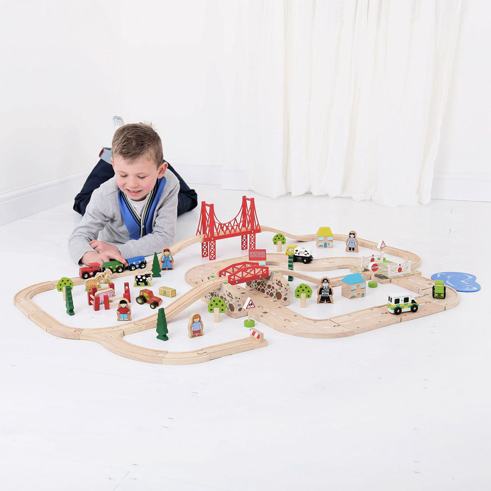 Bigjigs Rail Wooden Road & Rail Train Set