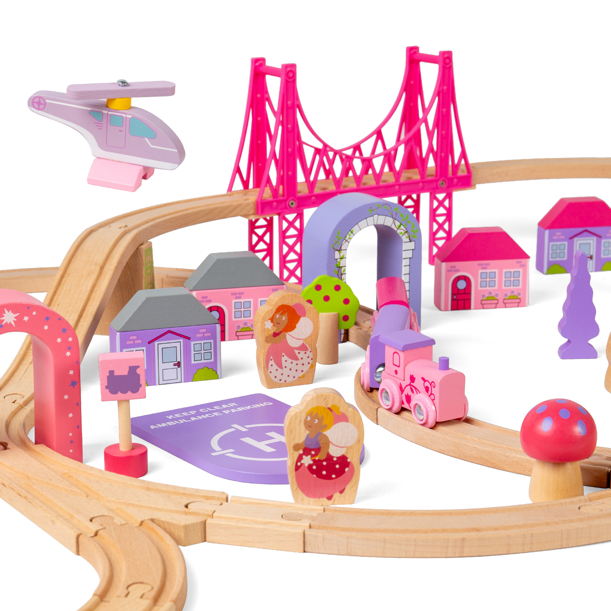 Bigjigs Rail Wooden Fairy Town Train Set