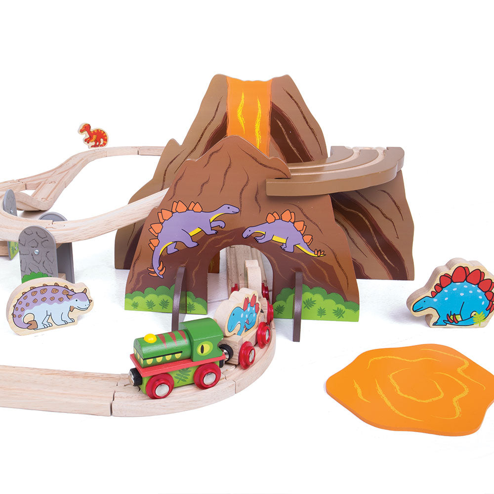 Bigjigs Rail Wooden Dinosaur Train Set