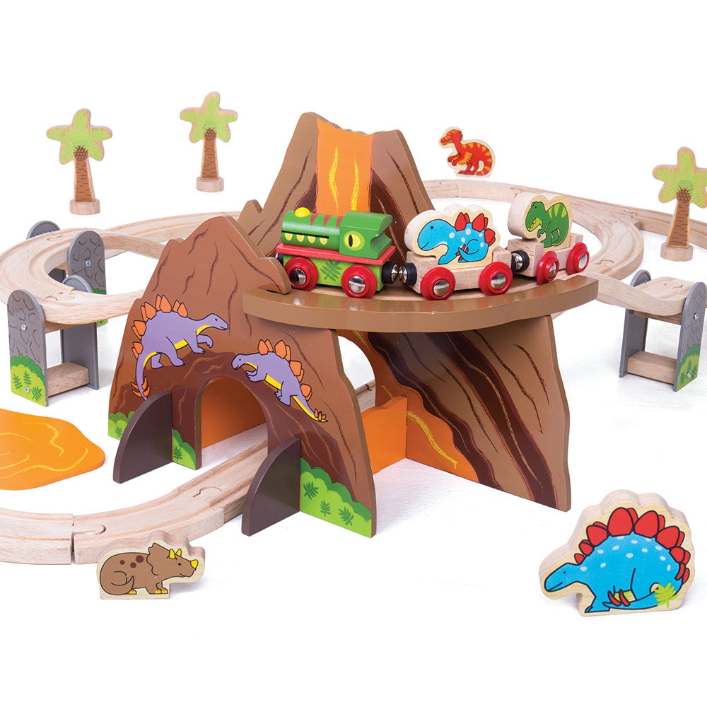 Bigjigs Rail Wooden Dinosaur Train Set