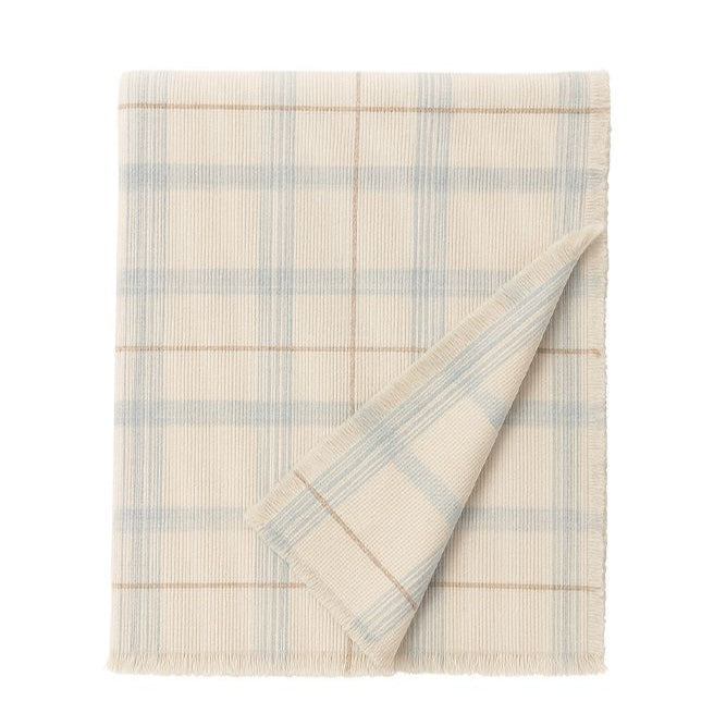 Lorena Canals Handloom Bed Throw - Tartan - Blue Sage
