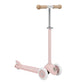 Pink scooter with wooden handlebar on a white background