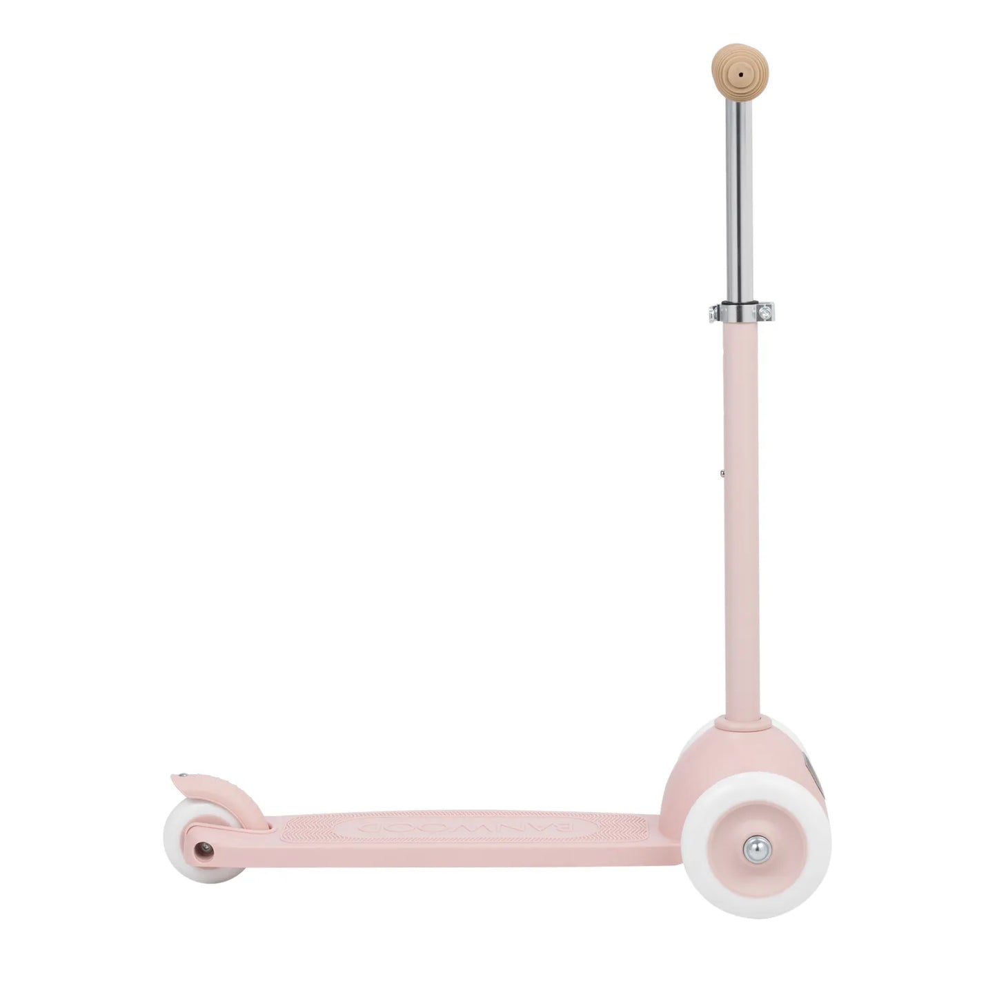 Pink children's scooter with a white background