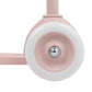 Close-up of a pink and white scooter wheel on a white background