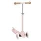 Pink scooter with wooden handlebar on a white background