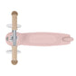 Pink scooter with beige handle on a white background