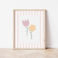 The Little Jones Flowers Print - Pale Pink Stripes