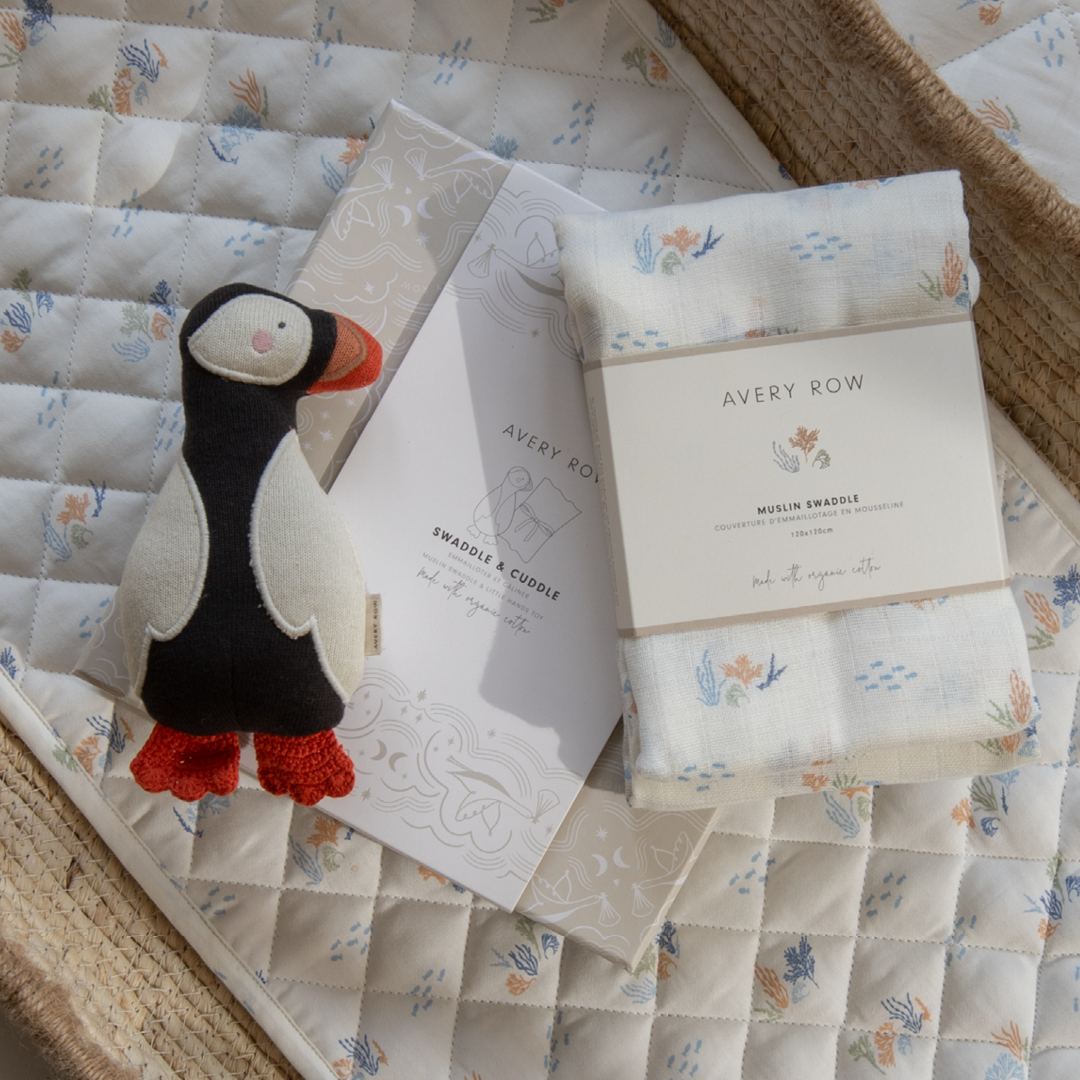 Avery Row Swaddle & Cuddle New Baby Gift Set - Coastline