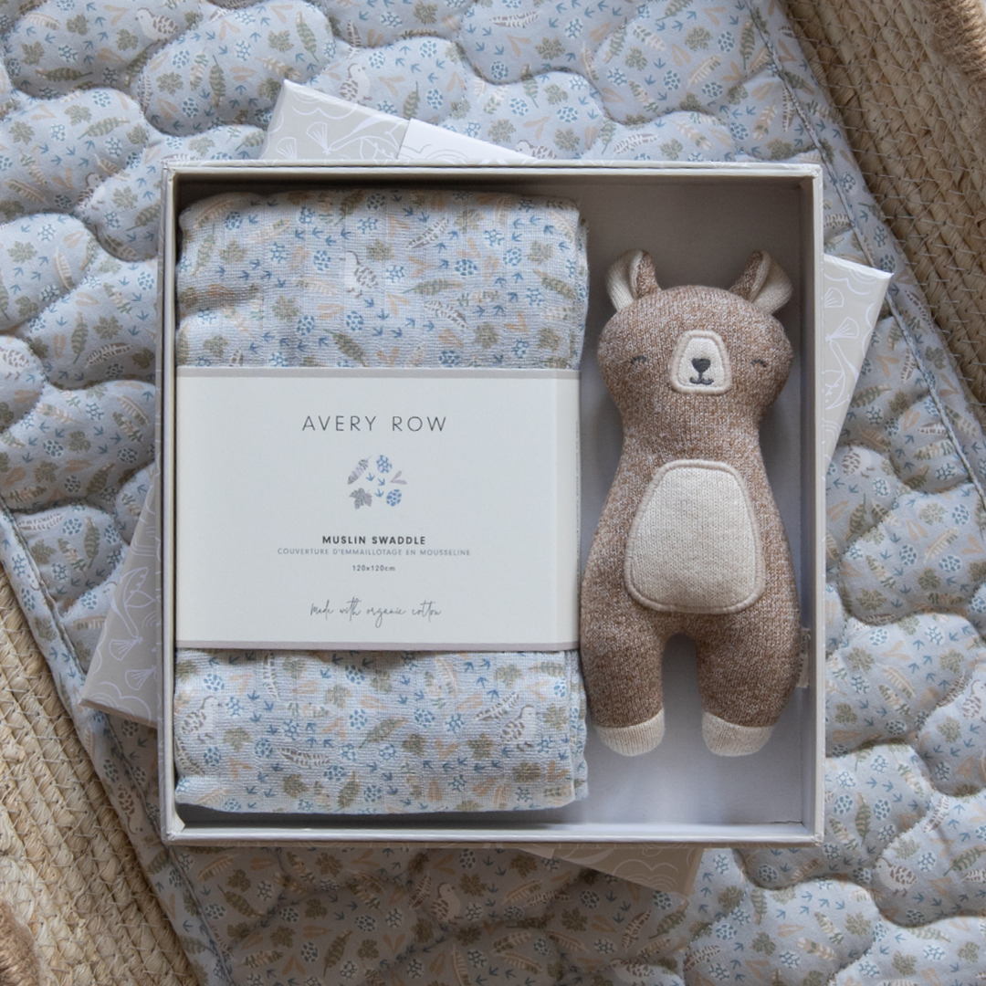 Avery Row Swaddle & Cuddle New Baby Gift Set - Nature Trail