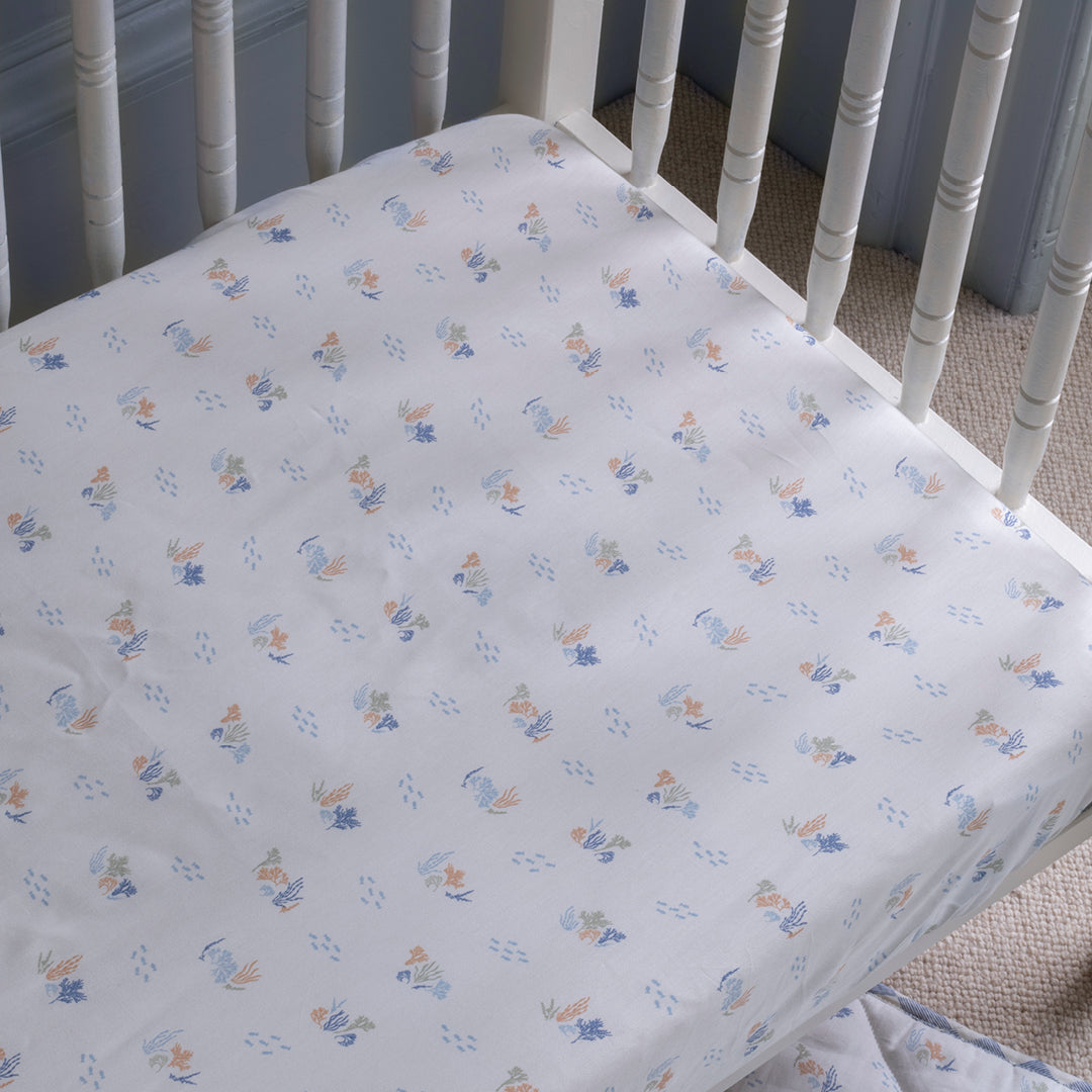 Avery Row Cotbed Fitted Sheet - Coastline