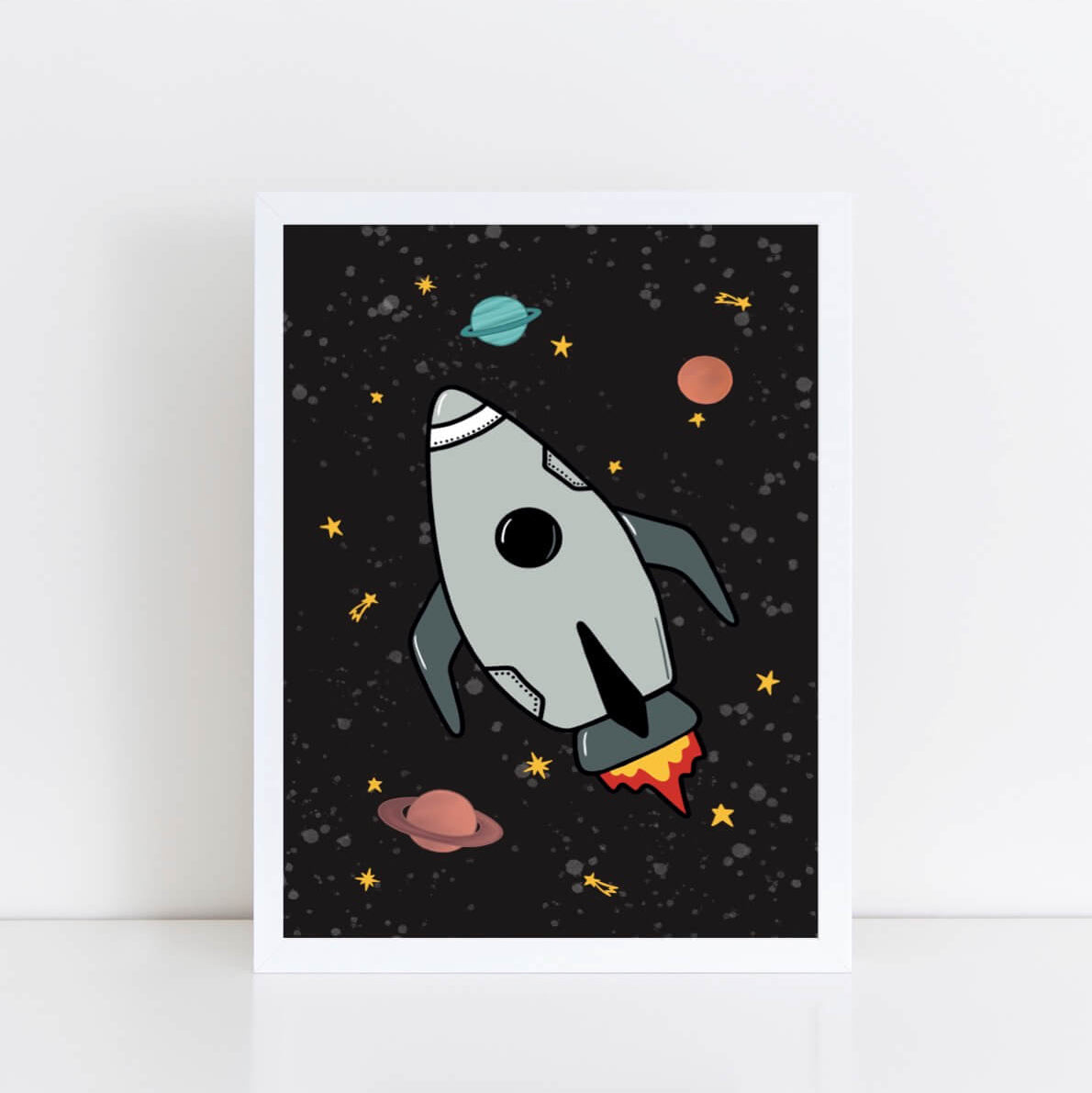 The Little Jones Space Rocket Print - Black