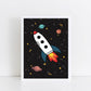 The Little Jones Space Rocket Print - Black