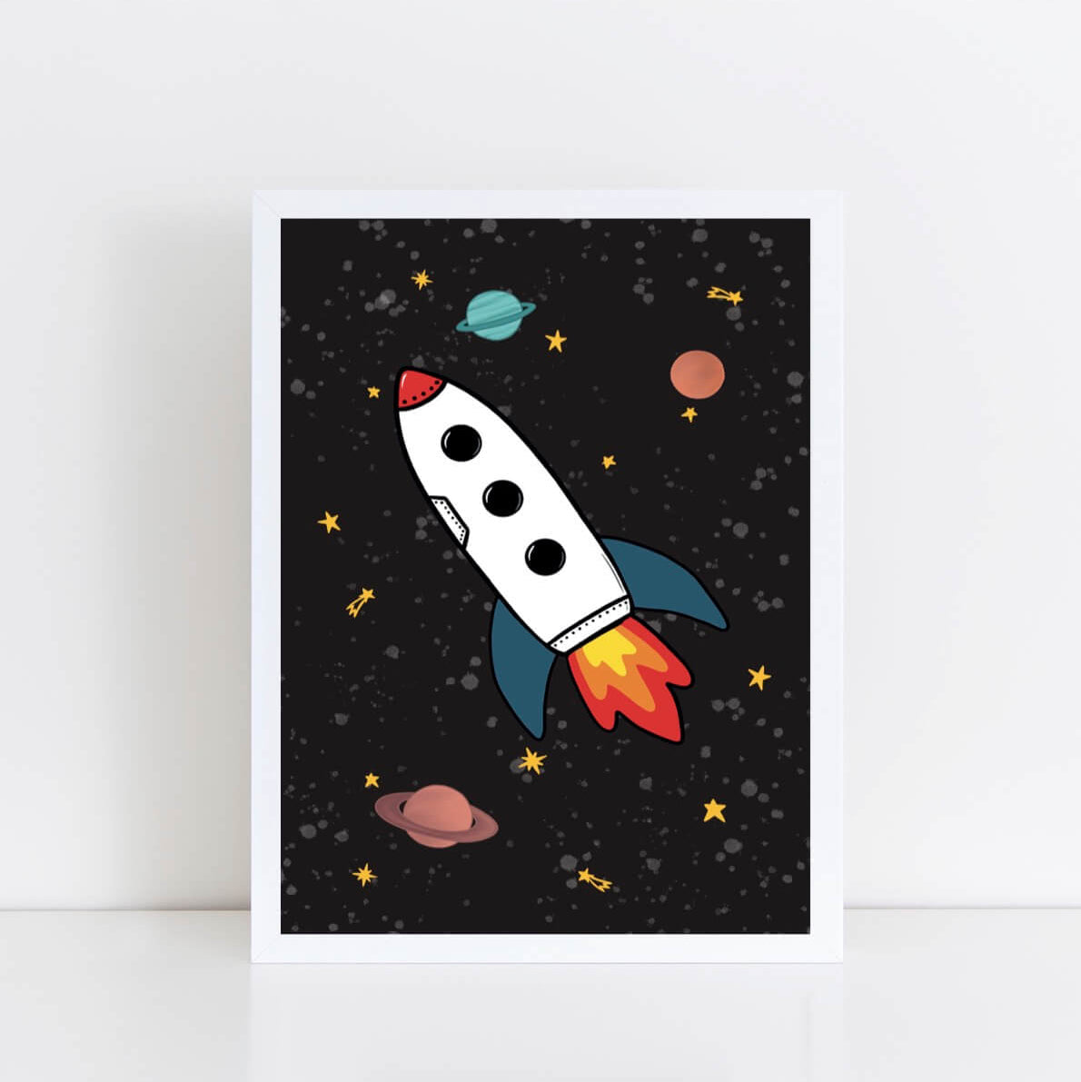 The Little Jones Space Rocket Print - Black