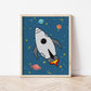 The Little Jones Space Rocket Print - Blue