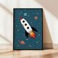 The Little Jones Space Rocket Print - Blue