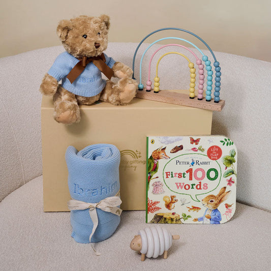Lamb Tales & Rainbow Trails Personalised Baby Gift Set by The Baby Gifting Co.