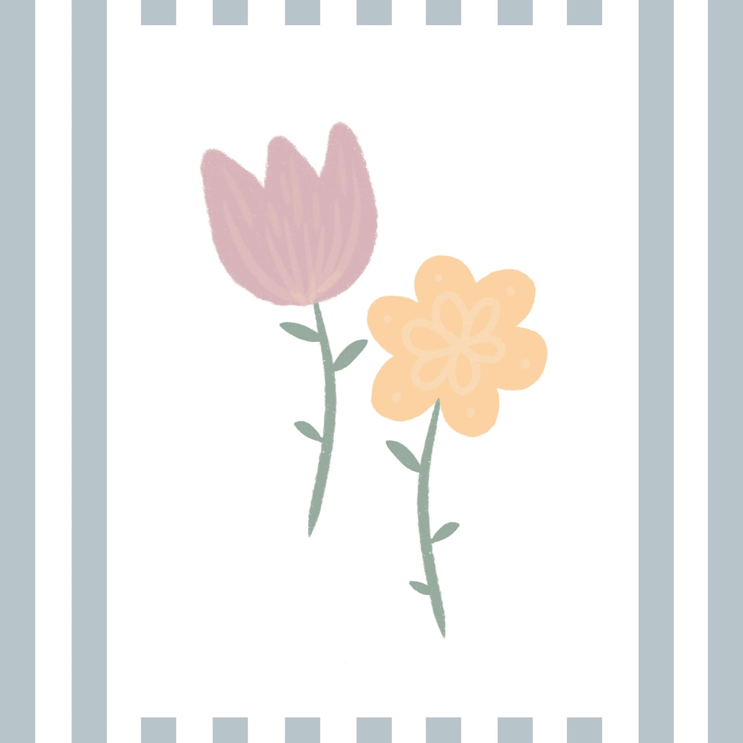 The Little Jones Flowers Print - Pale Blue Stripes