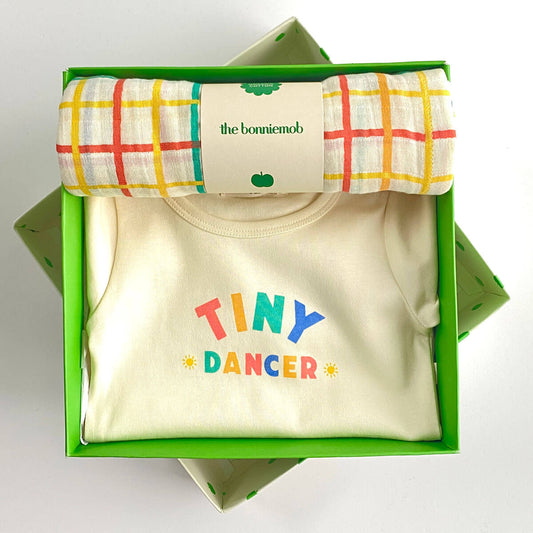 The Bonniemob Dancer & Ditto Baby Bodysuit & Muslin Swaddle Gift Box