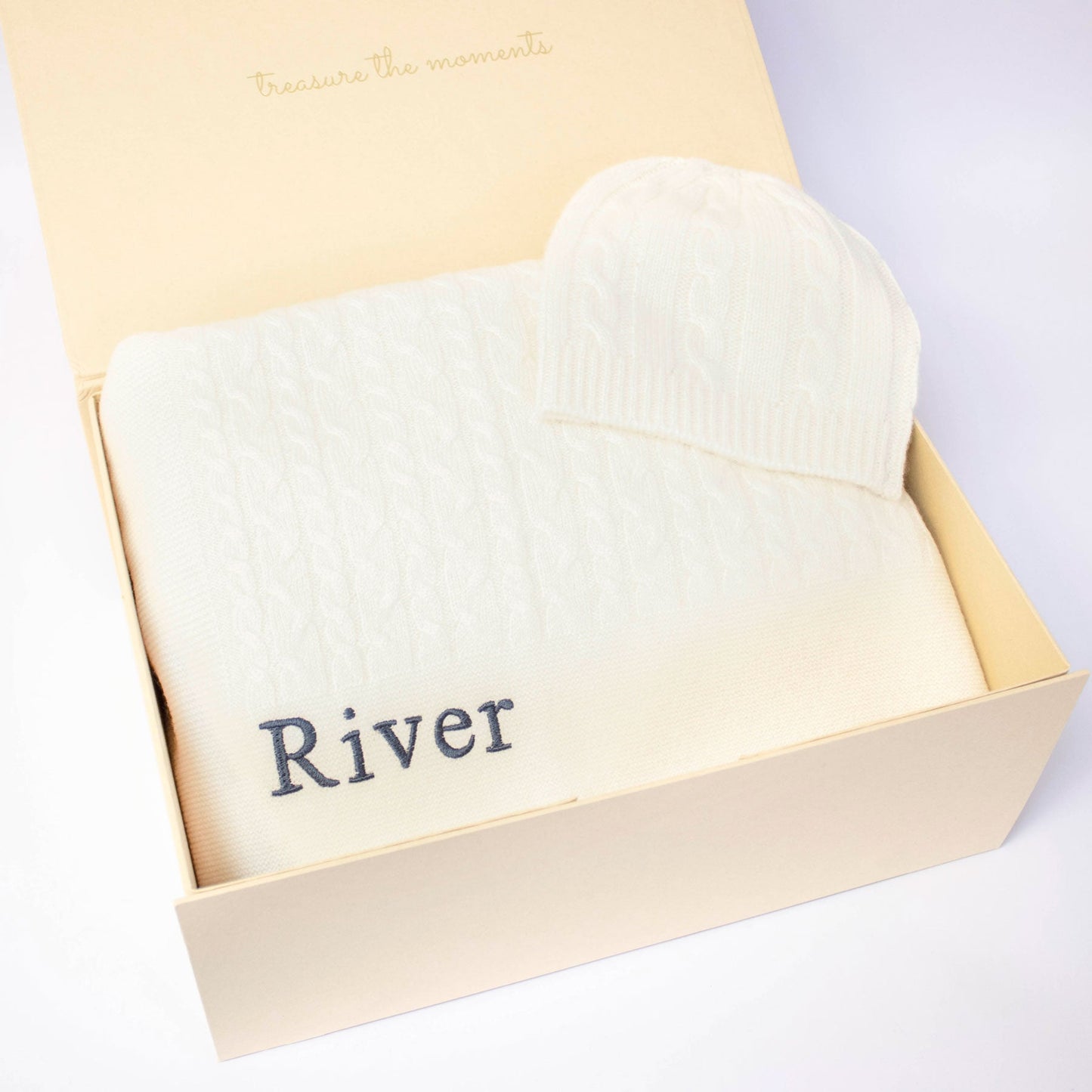 Classic Ivory Cashmere Personalised Baby Gift Set by The Baby Gifting Co.