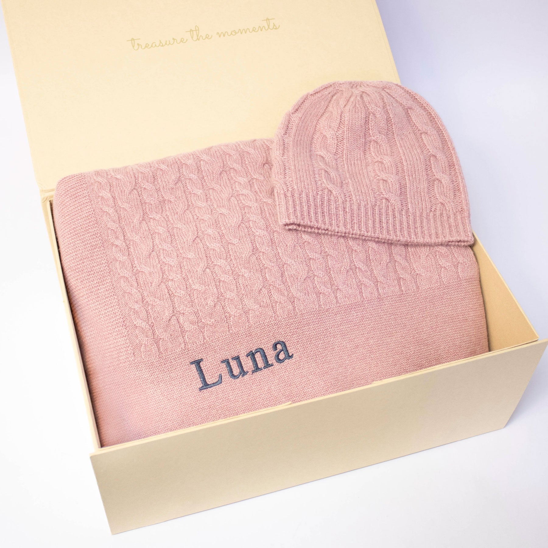 Classic Rosewood Cashmere Personalised Baby Gift Set by The Baby Gifting Co.