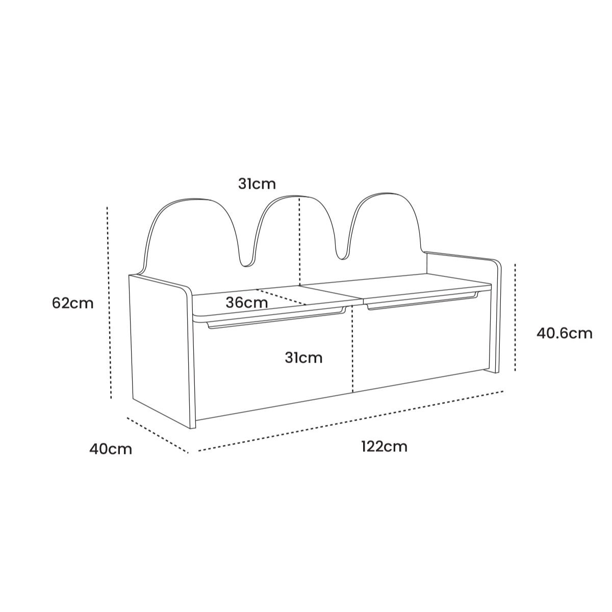 Oeuf NYC Camel Storage Bench - Birch