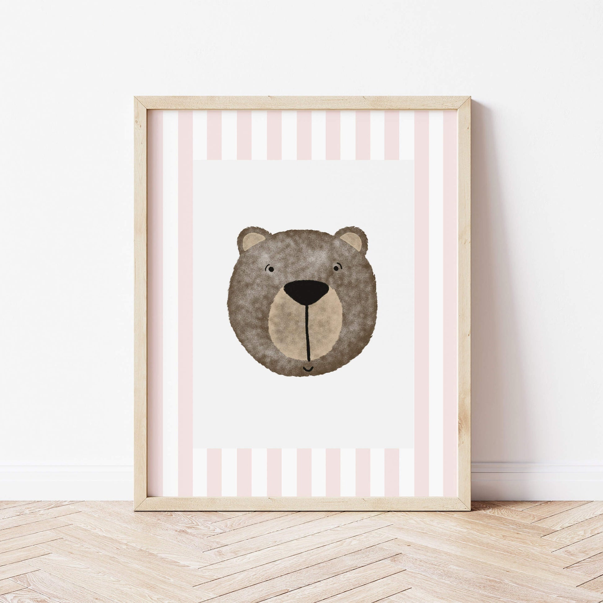 The Little Jones Bear Print - Pale Pink Stripes