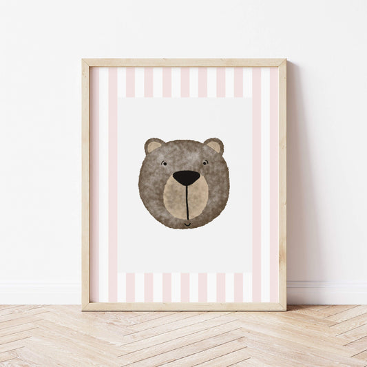 The Little Jones Bear Print - Pale Pink Stripes