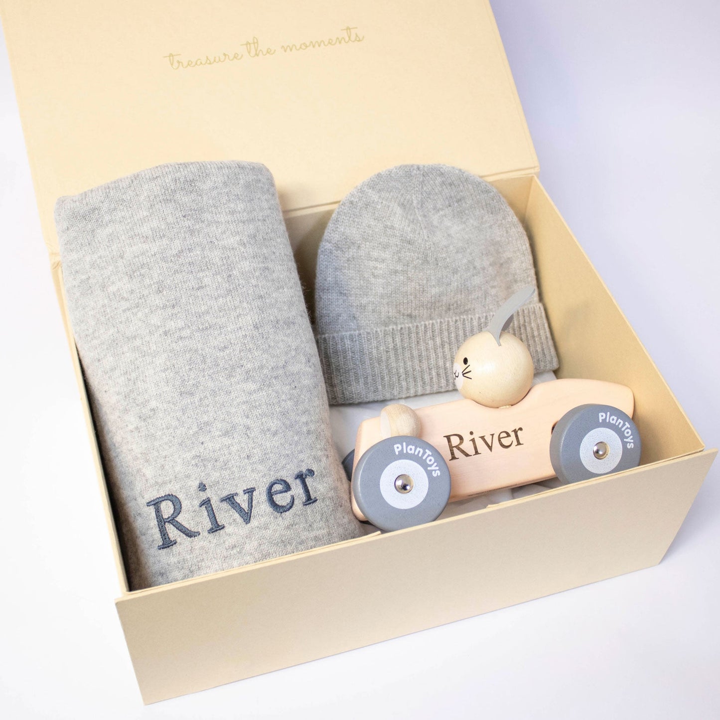 Cashmere & Racing Car Personalised Baby Gift Set by The Baby Gifting Co.
