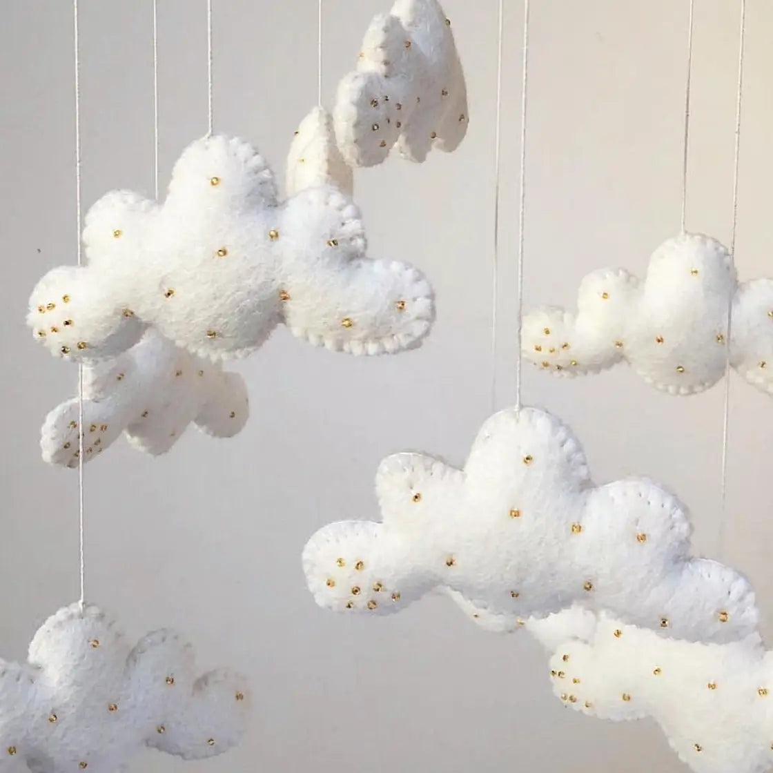 Gamcha Felt Baby Mobile - Clouds - White