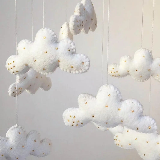 Gamcha Felt Baby Mobile - Clouds - White