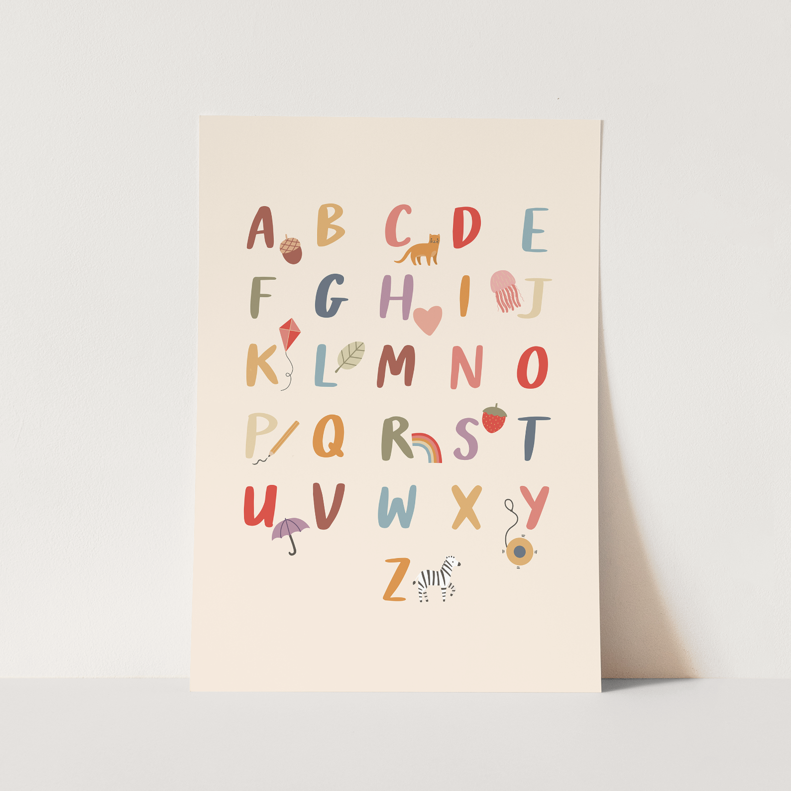 Kid of the Village Colourful Alphabet Art Print