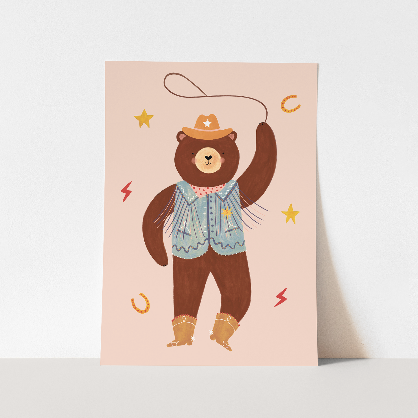 Kid of the Village Cowboy Bear Art Print