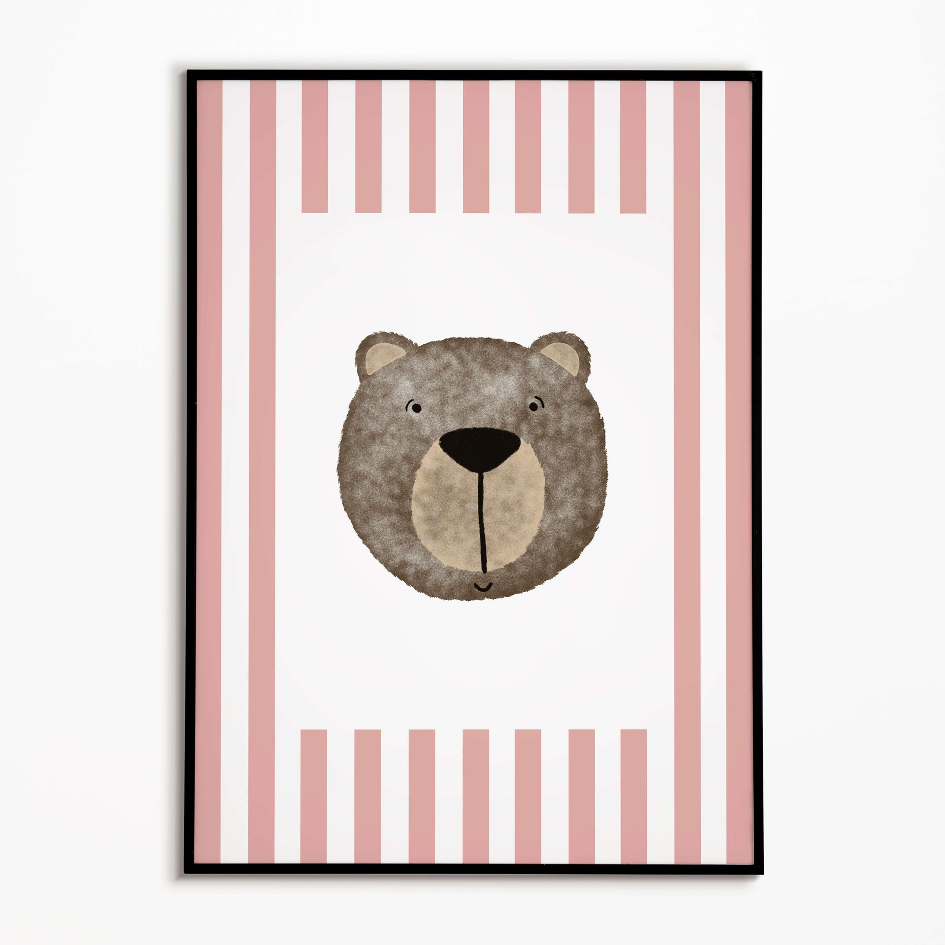 The Little Jones Bear Print - Pale Red Stripes