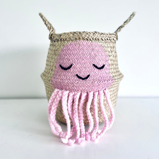 Bellybambino Pink Jellyfish Seagrass Basket - Small
