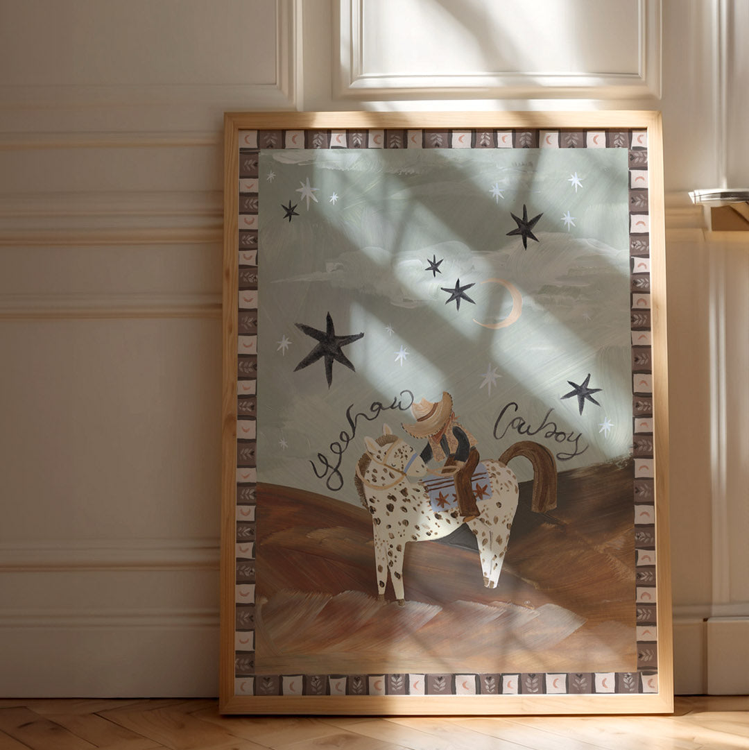 Lion & The Pear Desert Cowboy Horse Art Print