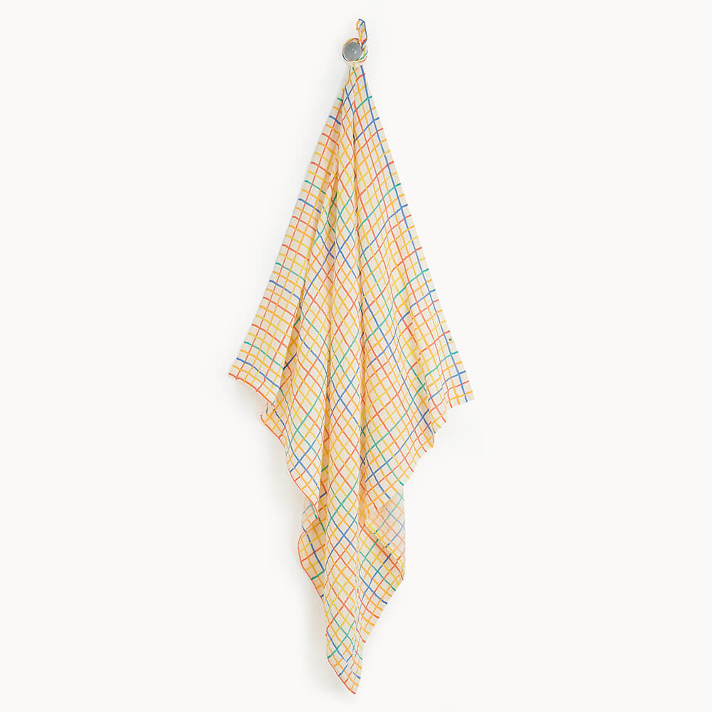 The Bonniemob Ditto Rainbow Check Large Muslin Swaddle Blanket