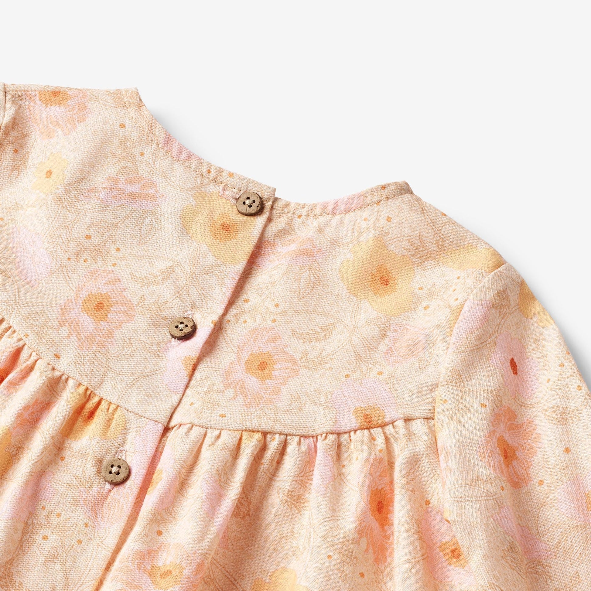 Wheat 'Fenja' L/S Baby Dress - Alabaster Flower Bobbles