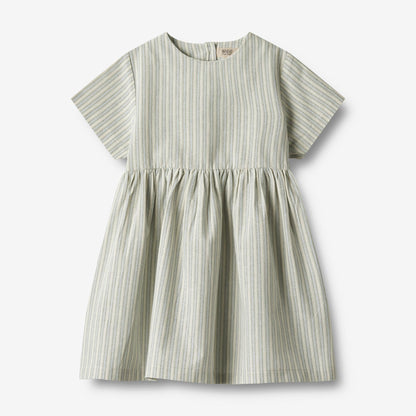 Wheat 'Esmaralda' S/S Children's Dress - Aqua Stripe
