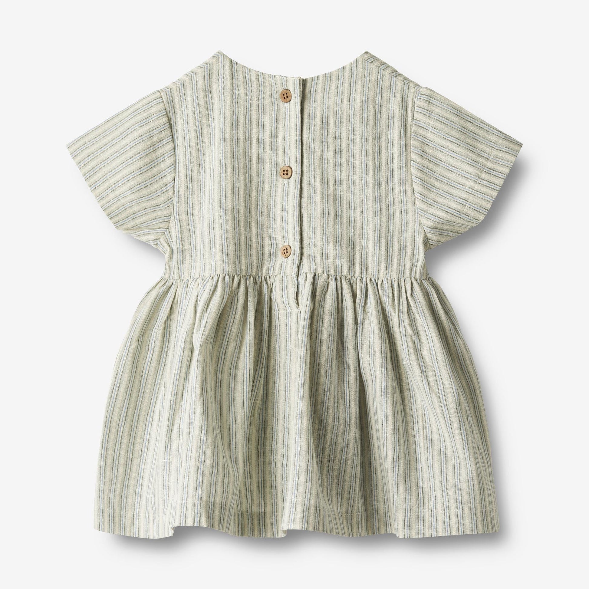 Wheat 'Esmaralda' S/S Baby Dress - Aqua Stripe