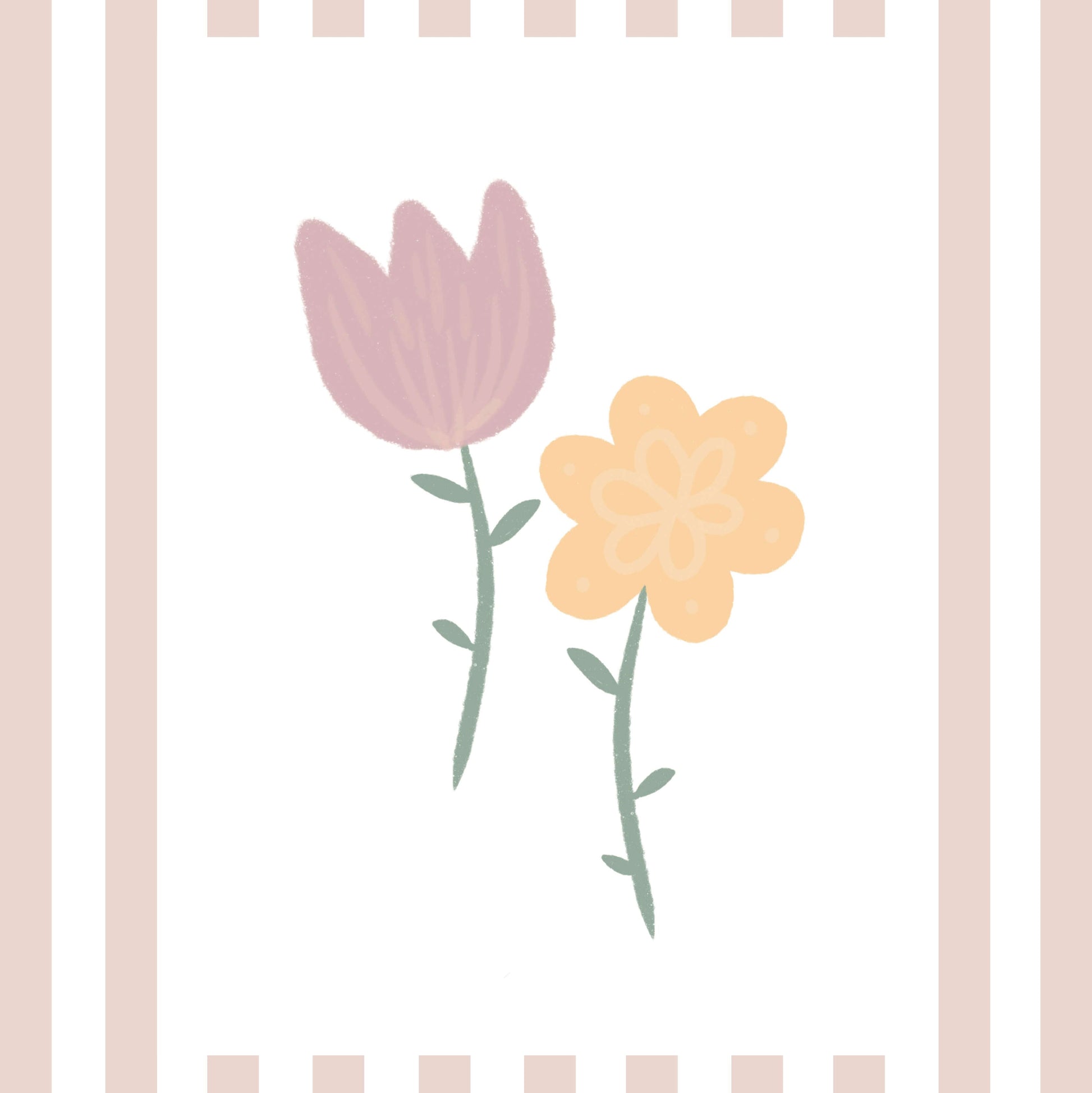 The Little Jones Flowers Print - Dusky Pink Stripes