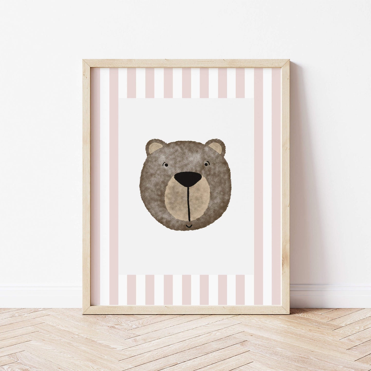 The Little Jones Bear Print - Dusky Pink Stripes