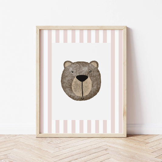 The Little Jones Bear Print - Dusky Pink Stripes