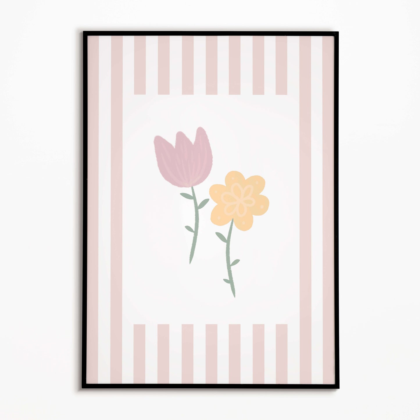 The Little Jones Flowers Print - Dusky Pink Stripes
